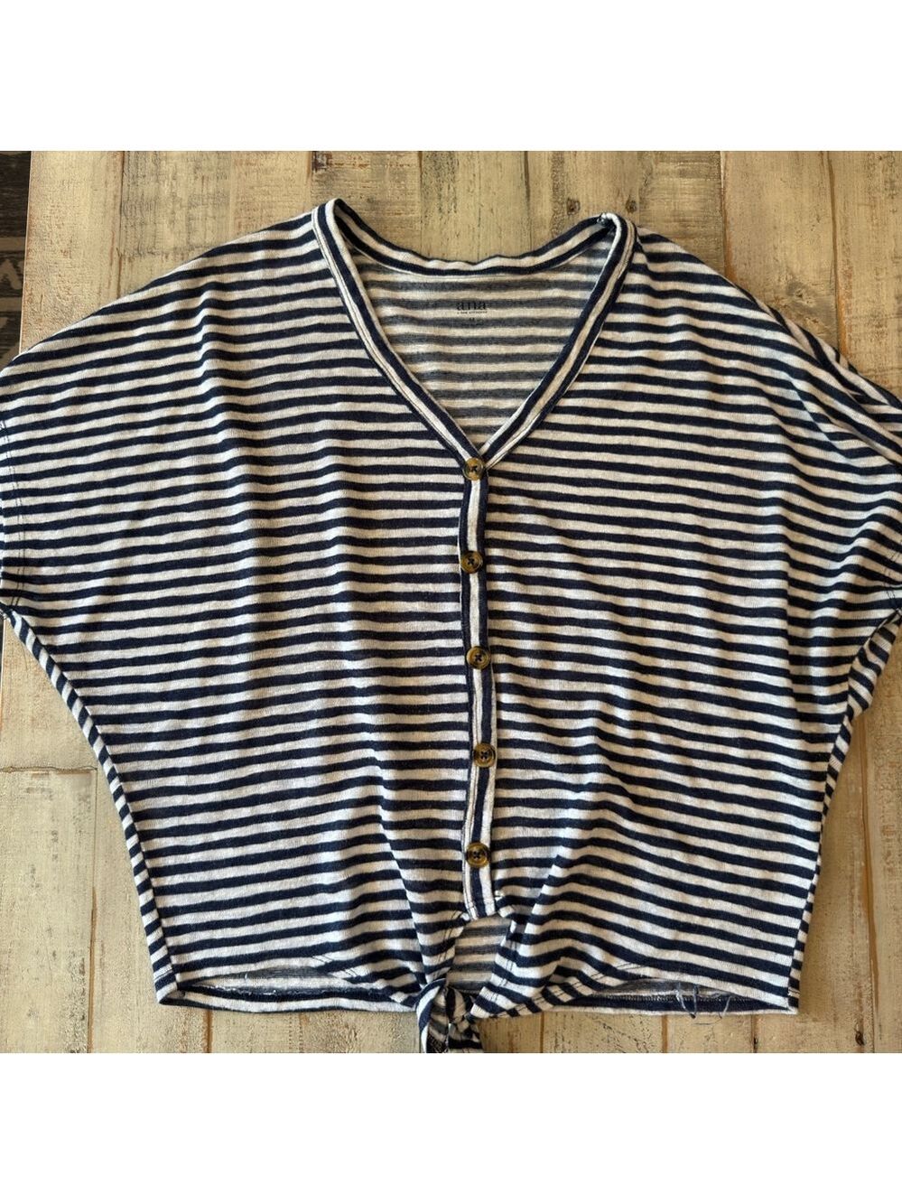 a.n.a blue and white striped Tie Top